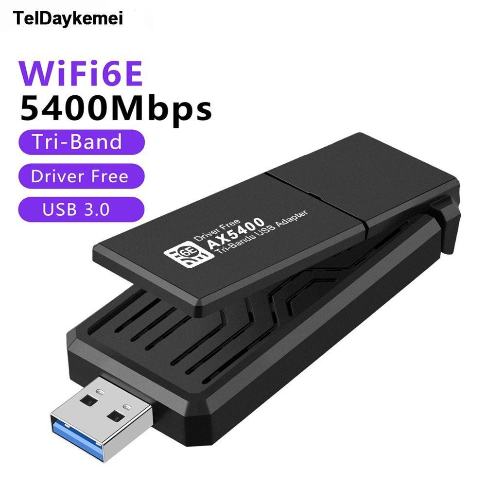 TelDaykemei Wi-Fi-адаптер Бесплатный драйвер AX5400 WiFi 6E Tri-Band USB  3.0 Adapter 2.4G 5G 6G WiFi приемник шифрования для настольных ноутбуков  Windows 10 11 - купить с доставкой по выгодным ценам в интернет-магазине