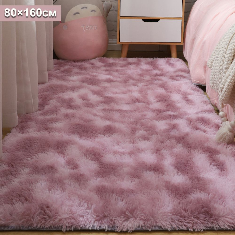 Ковер в спальню декоративный,противоскользящий,градиент розовый,80х160 см  #1
