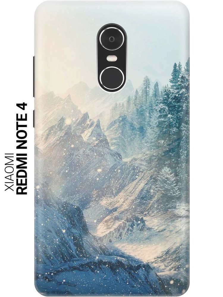 Cиликоновый чехол на Xiaomi Redmi Note 4 / Сяоми Редми Ноут 4 с принтом "Снежные горы и лес"  #1