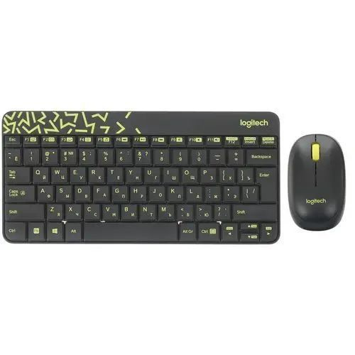 Комплект клавиатура+мышь Logitech Wireless Combo MK240 Nano (920-008213), черный/желтый  #1