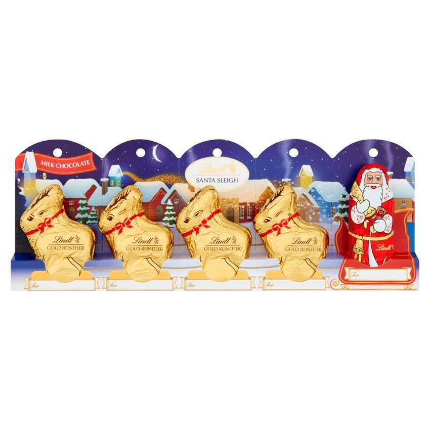 LIndt Santa sleigh мини Дед Мороз и олени из молочного шоколада, 5х10 гр (из Финляндии)  #1