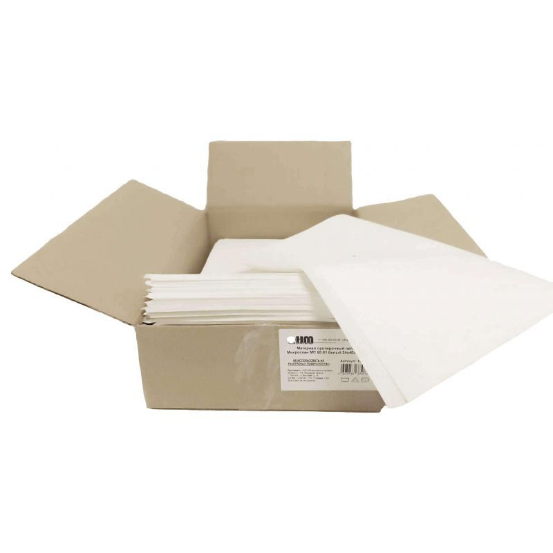 Материал протирочный нетканый Микроспан МС60-01 белый 34х40см 100 листов в упаковке  #1