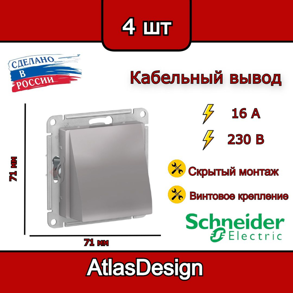Вывод кабеля, алюминий, Schneider Electric AtlasDesign (комплект 4шт) #1