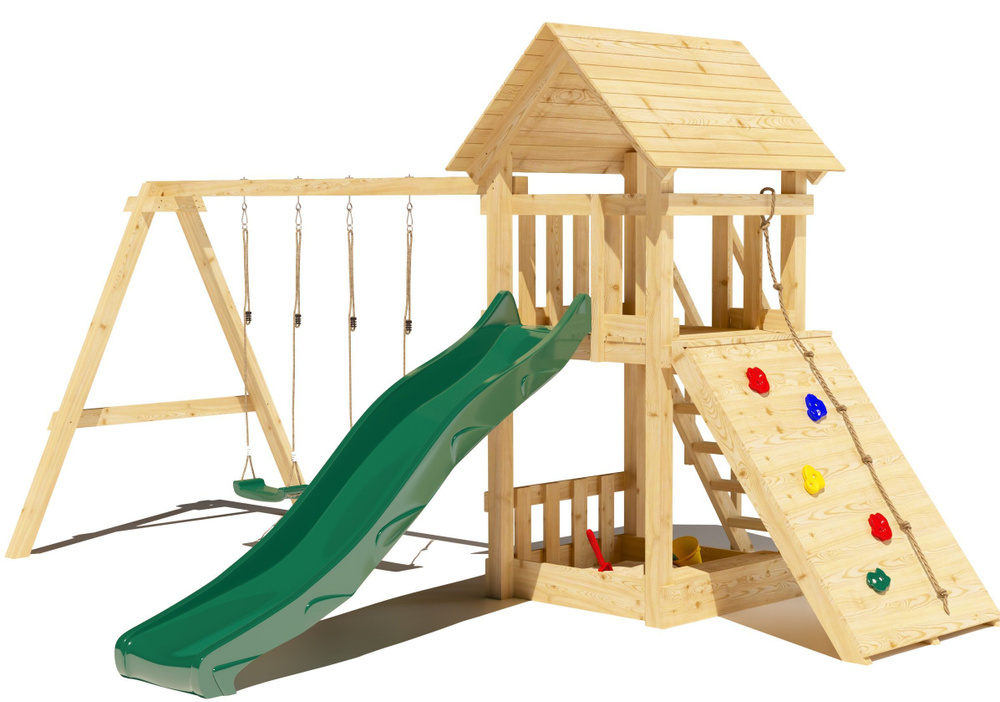 Детская площадка ЛЕГЕНДА ЛЕСА УДАЧНАЯ 3 со скалодром и горкой 2,2м для ...