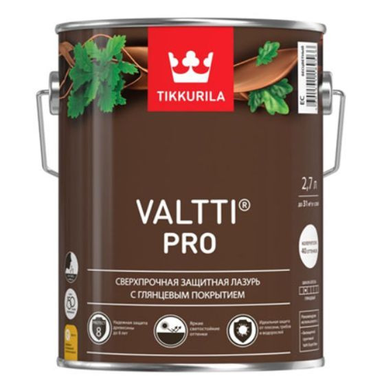 TIKKURILA VALTTI PRO лазурь сверхпрочная, защитная, глянцевая, бесцветный (2,7л)  #1