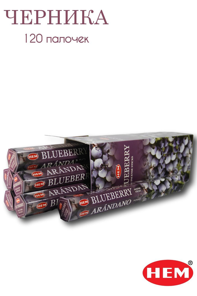 HEM Черника - 6 упаковок по 20 шт - ароматические благовония, палочки, Blueberry - Hexa ХЕМ  #1