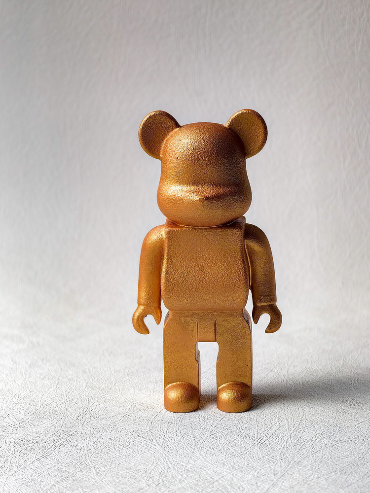 Фигурка интерьерная мишка Bearbrick Gold (10 см) из гипса, ручная работа  #1