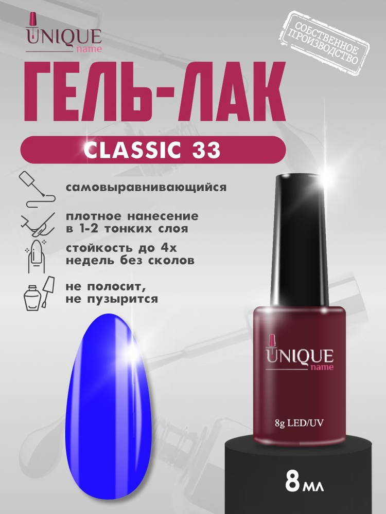 Гель лак для ногтей UniqueName цвет синий Classic №33 #1