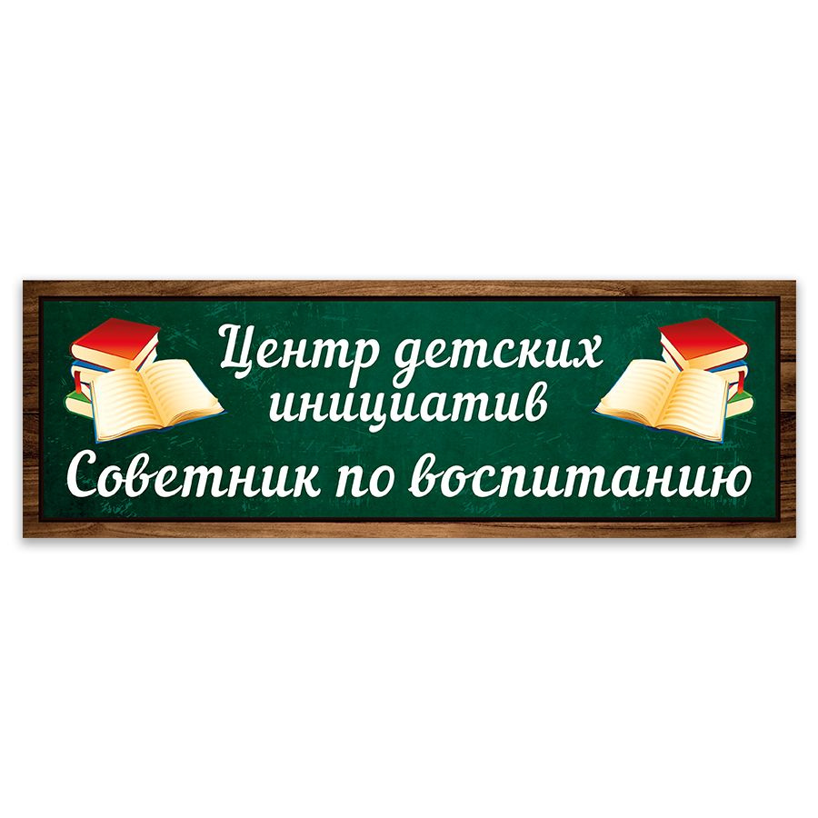 Табличка, Дом стендов, Центр детских инициатив Советник по воспитанию, 30 см х 10 см, в школу, на дверь #1