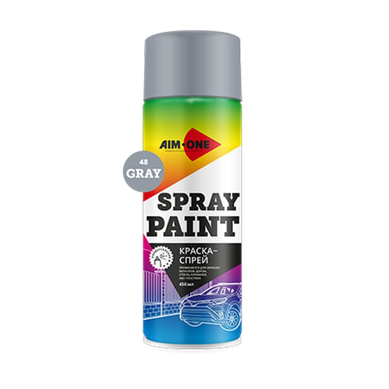 Краска Спрей Серая Акриловая Распылитель SP-G48 AIM-ONE Spray Paint Gray Баллончик Аэрозоль, 450мл  #1