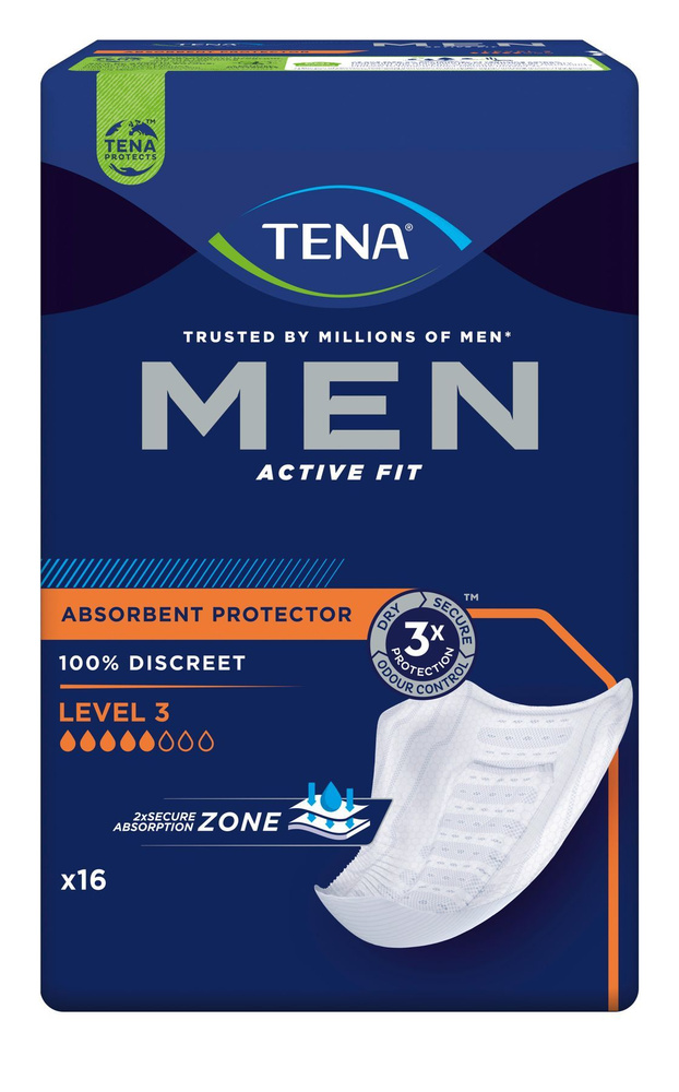 Прокладки урологические мужские TENA Men Active Fit Level 3, 16 шт. #1