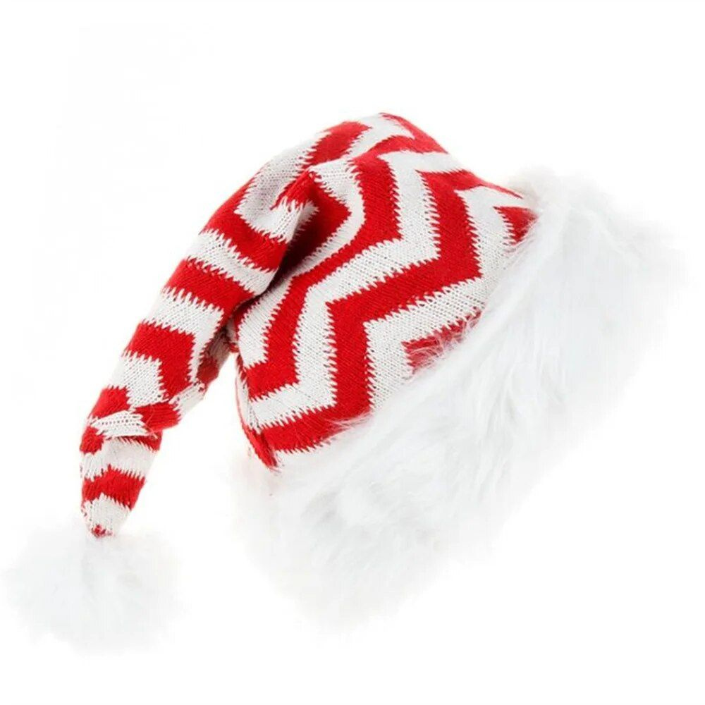 Новогодняя меховая шапка Деда Мороза для взрослых с рисунком, карнавальный колпак Санта Клауса  #1