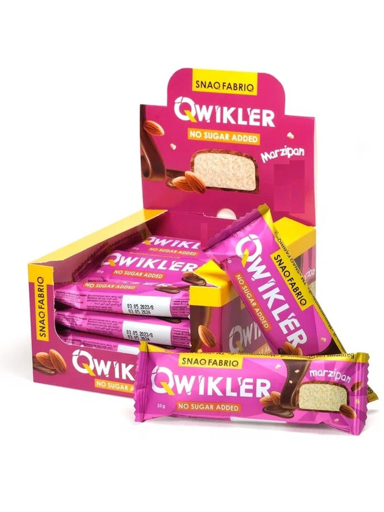 Протеиновый батончик SNAQ FABRIQ Шоколадный батончик без сахара "QWIKLER" (Квиклер) 30 x 35 г, Марцепана #1