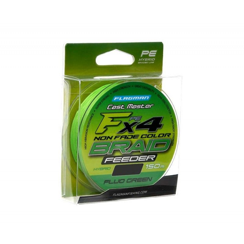 FLAGMAN Шнур Cast Master Feeder Braid F4 150м Fluo Green 0,14мм 8,7кг 19lb #1