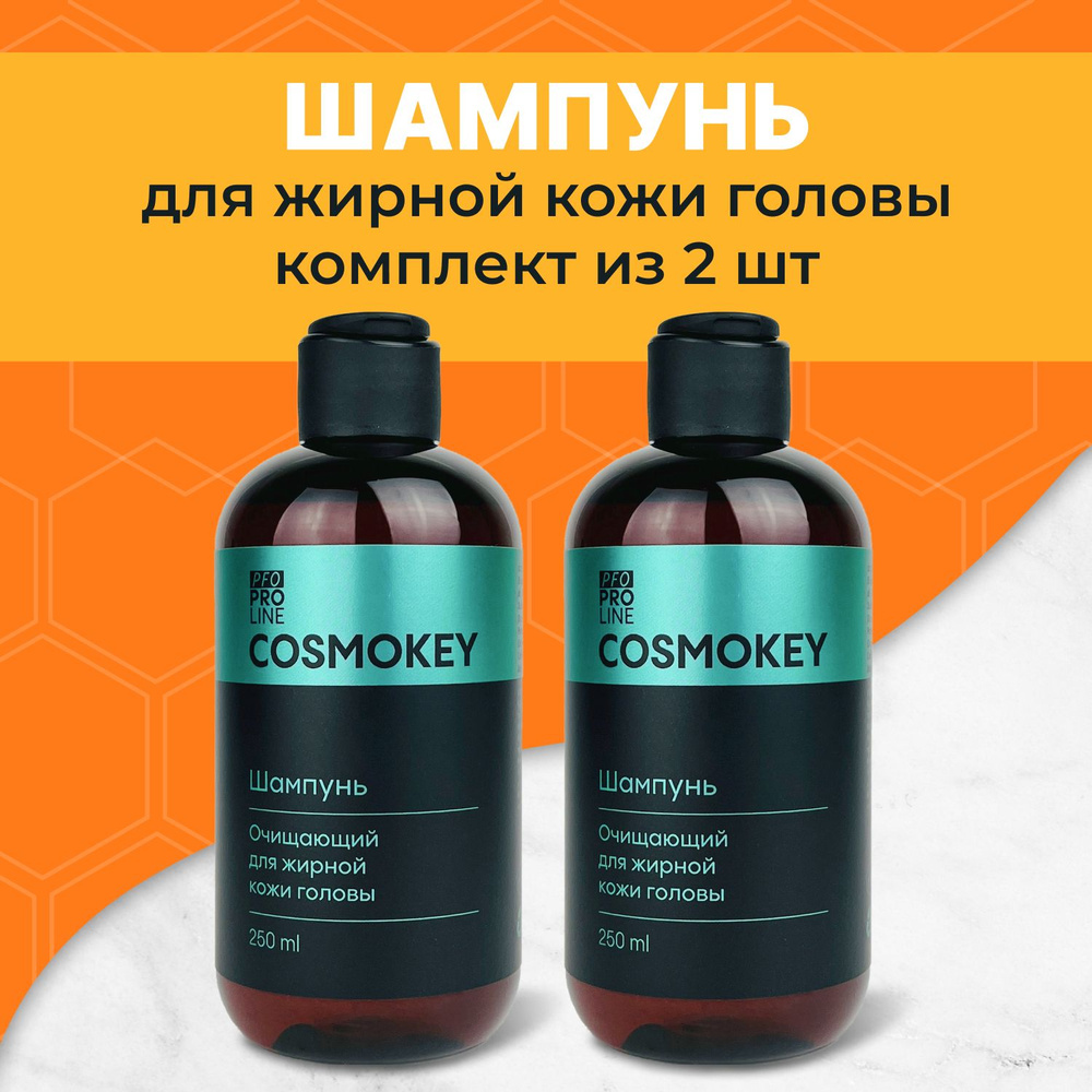 Cosmokey PFO Pro line Очищающий шампунь c ПФО для жирной кожи головы против зуда, 2x250 мл  #1