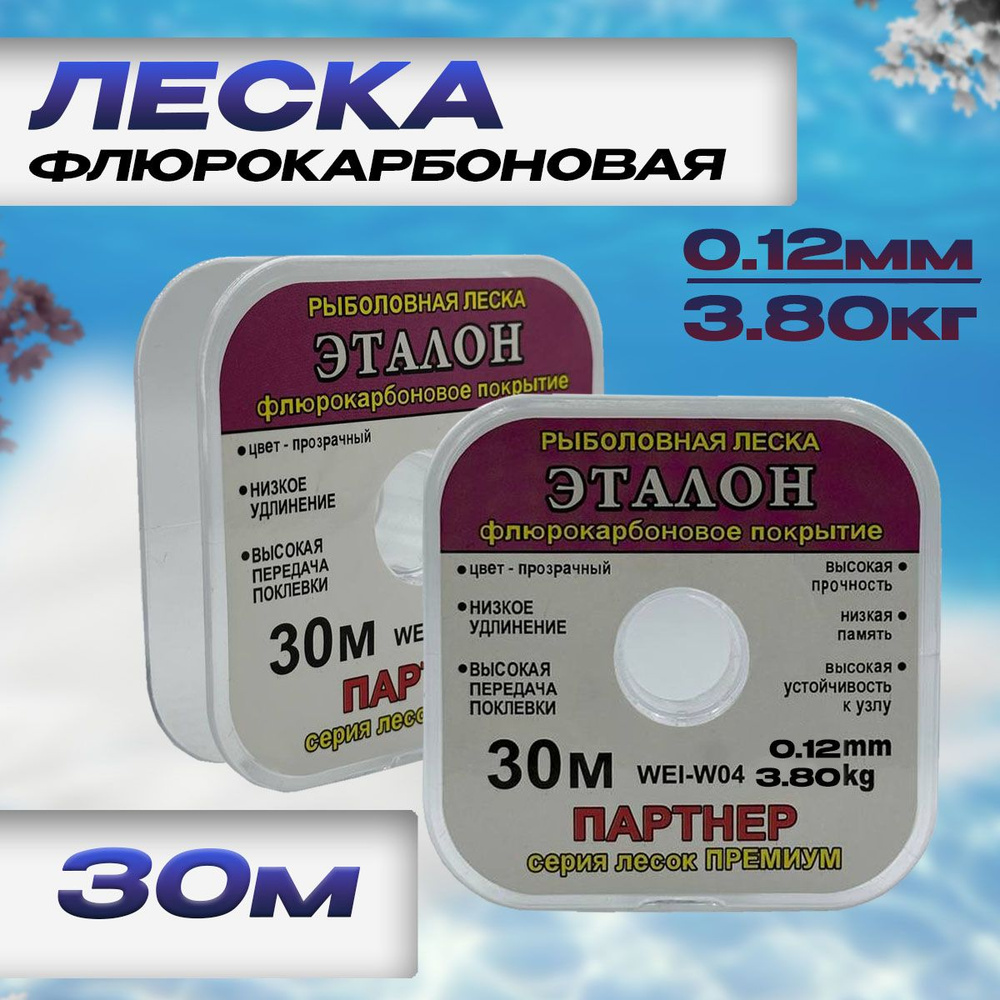 Флюорокарбоновая леска для рыбалки Эталон 0,12mm 3,80kg 30м #1