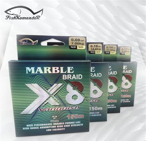 Плетенка 8х - 0.12 Marble 150м , плетенный шнур 8-ми жильный FishKomandor  #1