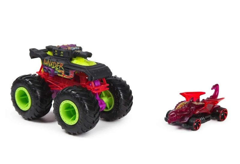 Монстр трак Хот вилс, машинки для мальчиков Mattel, машина Hot Wheels 2 шт Monster Truck Invader GRH81_HDB95 #1