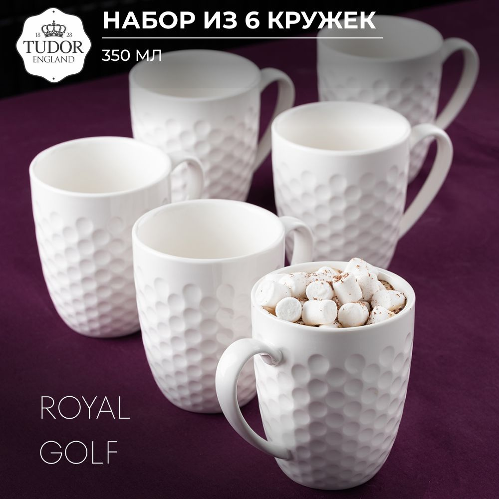 Набор кружек 350 мл чайный, кофейный набор из фарфора на 6 персон Tudor England Royal Golf 6шт.  #1