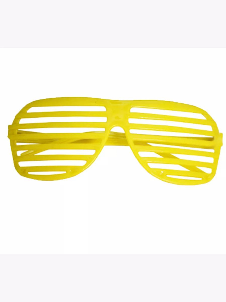 Карнавальные очки Решетка. Яркий жёлтый. В стиле 80-90-ых. #1