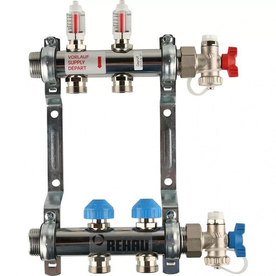 REHAU Коллекторная группа HKV-D RAUTHERM S на 2 выхода, с расходомерами, нерж.сталь  #1