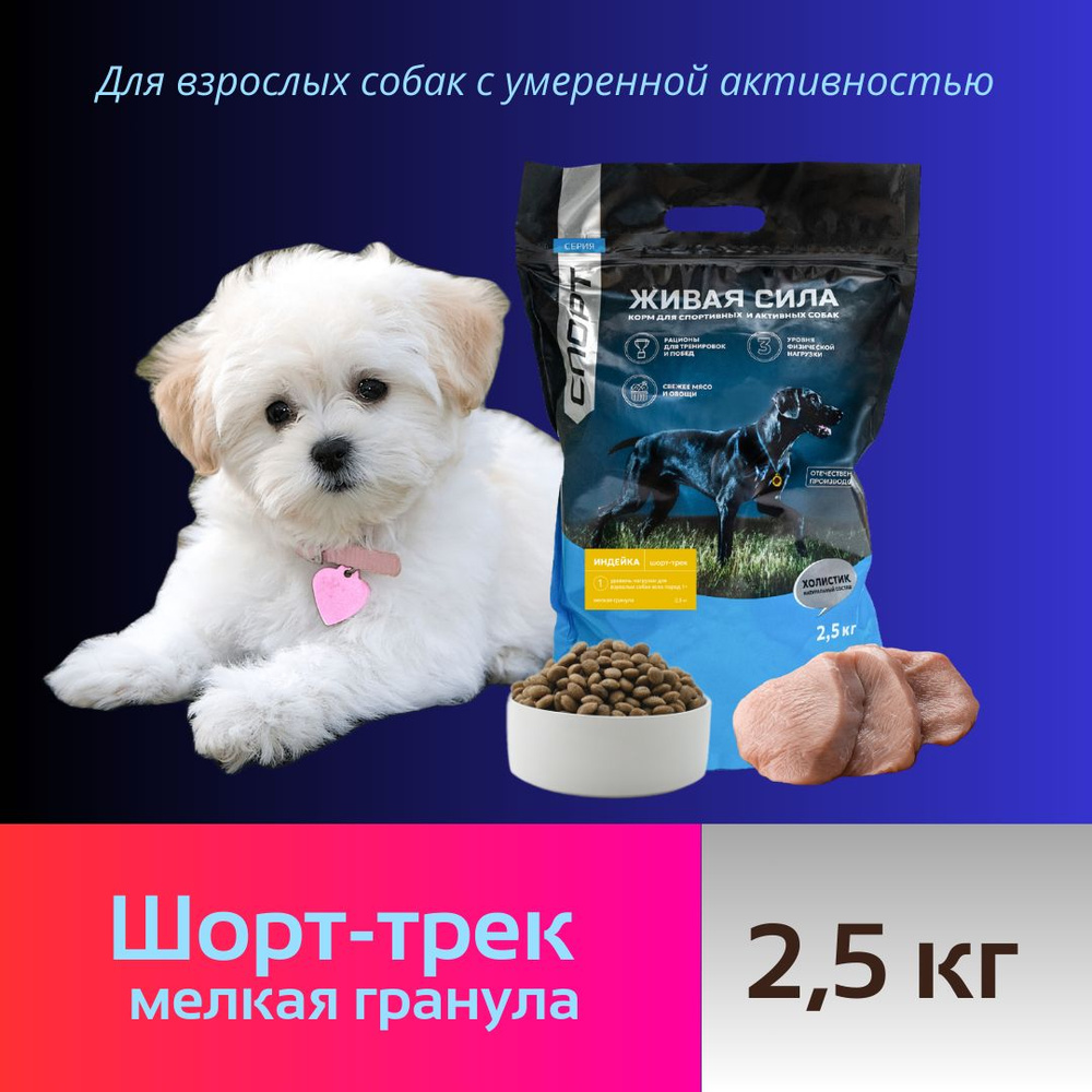 Корм сухой JJ-SPORT. Живая Сила. "Спорт. Шорт-трек" для взрослых ...