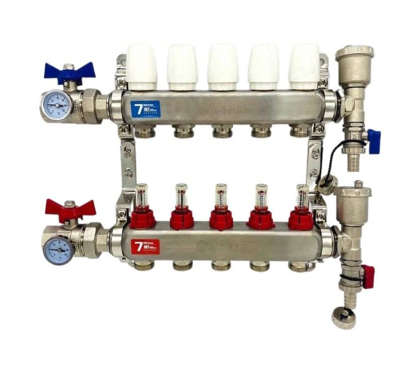 Группа коллекторная VIEIR 5 выходов с расходомерами, с кранами, нерж.  #1