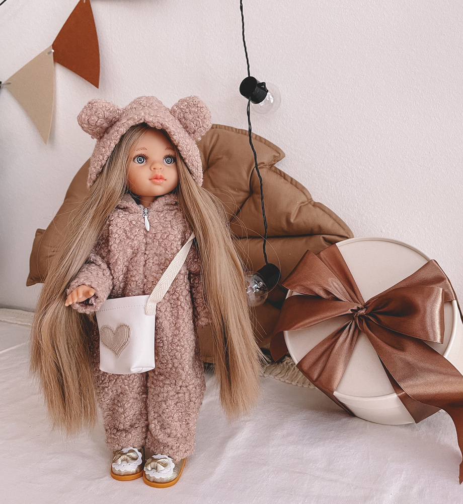 Комбинезон Мишка с сумкой (без обуви), одежда для Паола Рейна 32 см (Paola Reina), одежда для куклы  #1