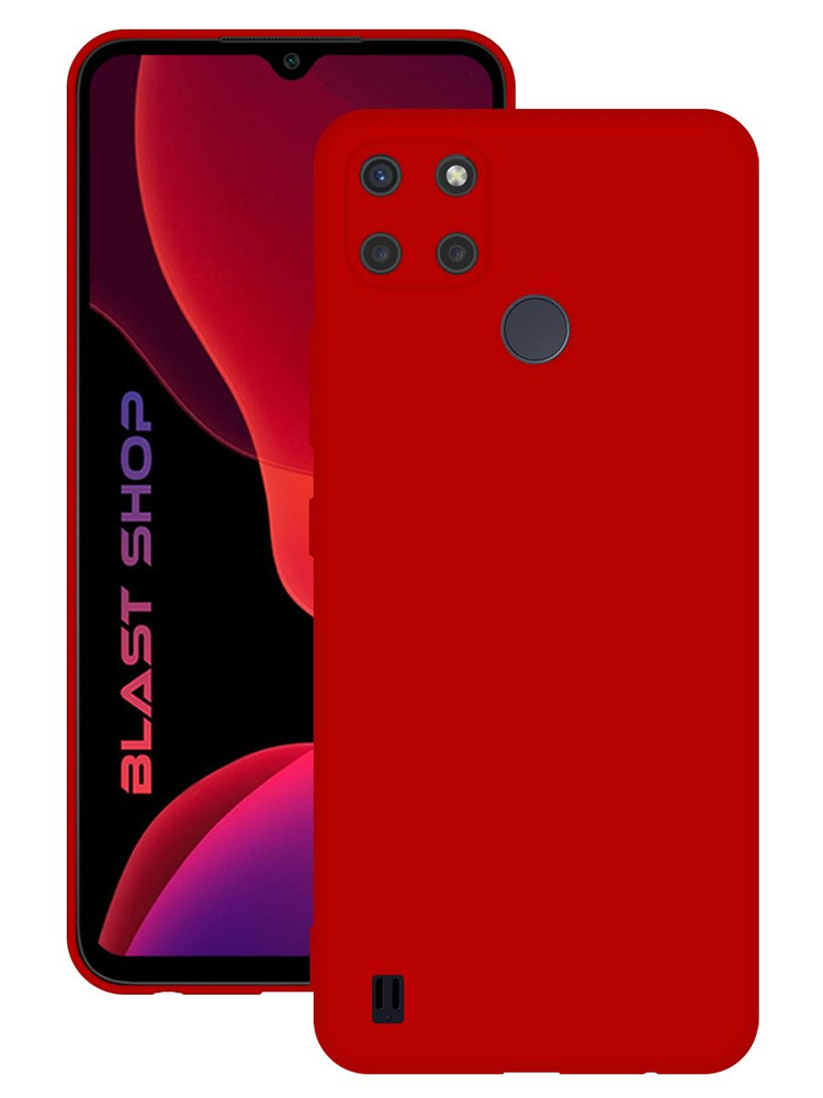 Тонкий матовый силиконовый чехол для Realme C21Y, красный, "BLAST SHOP"  #1