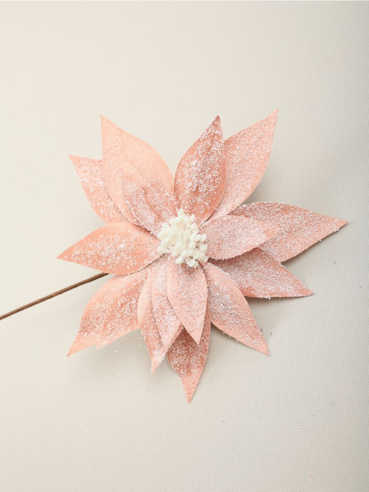 Цветок искусственный декоративный новогодний, d 30 см, цвет розовый  #1