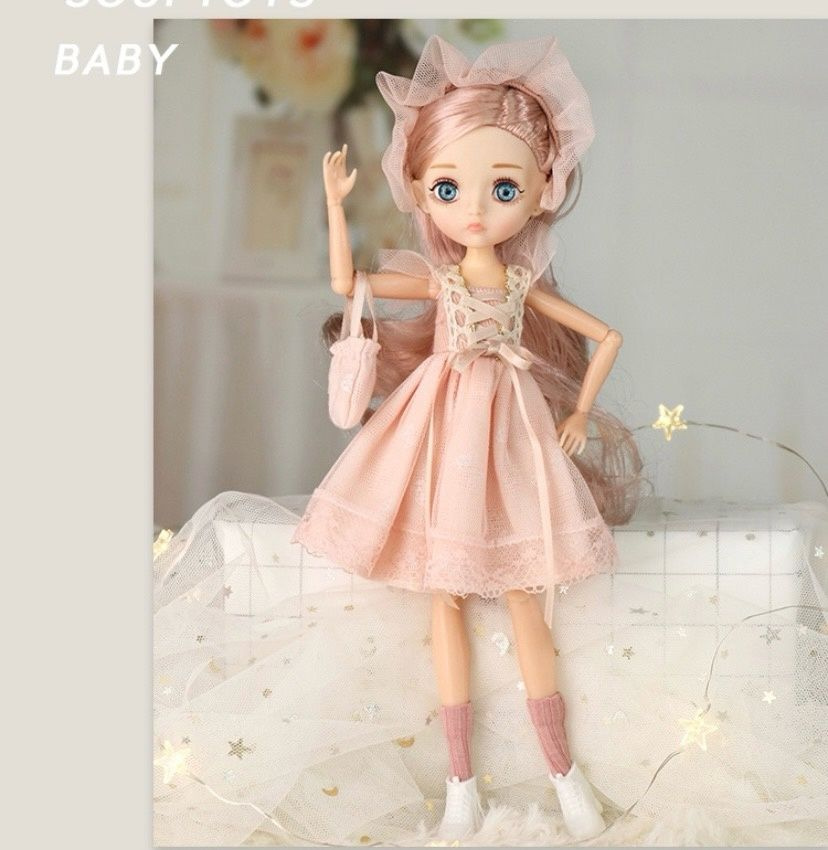 Кукла интерьерная шарнирная Balama с длинными волосами и большими глазами, коллекционная куколка для #1
