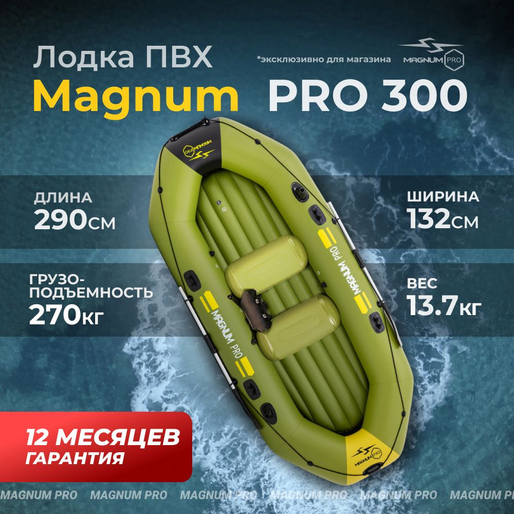 Лодка пвх надувная для рыбалки двухместная Magnum Pro 300 зеленая - купить  по выгодной цене в интернет-магазине OZON (1358201933)