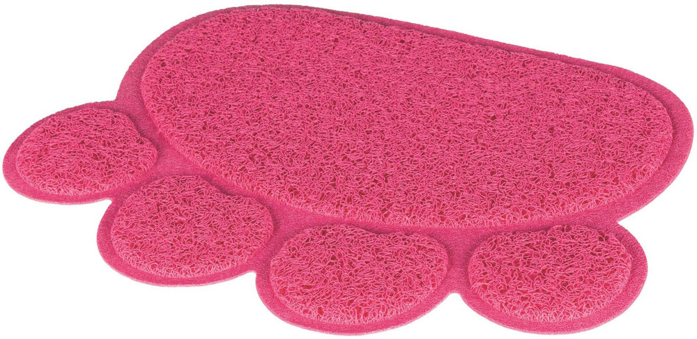 Trixie Коврик для кошачьего туалета, в форме лапы, поливинилхлорид, розовый, 40х30 см  #1