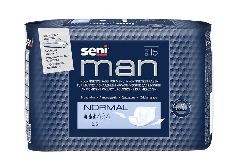 Урологические вкладыши прокладки для мужчин при недержании Seni Man Normal, 15 штук  #1