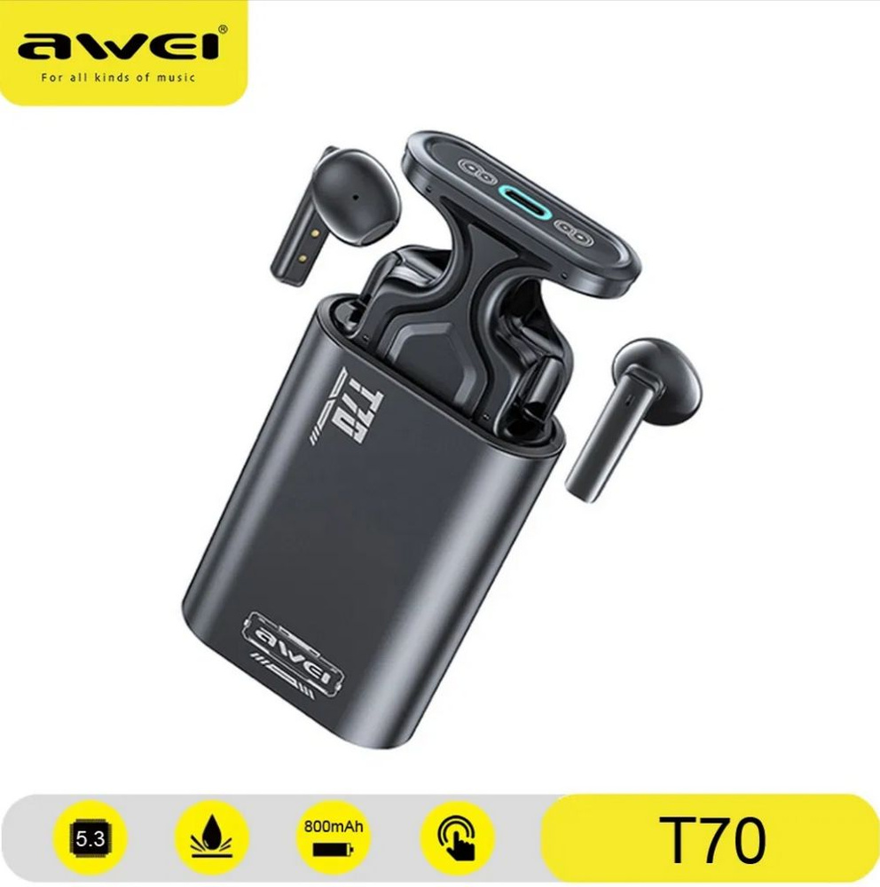 Наушники беспроводные Awei T70 Gaming Earbuds ENC (черный) #1