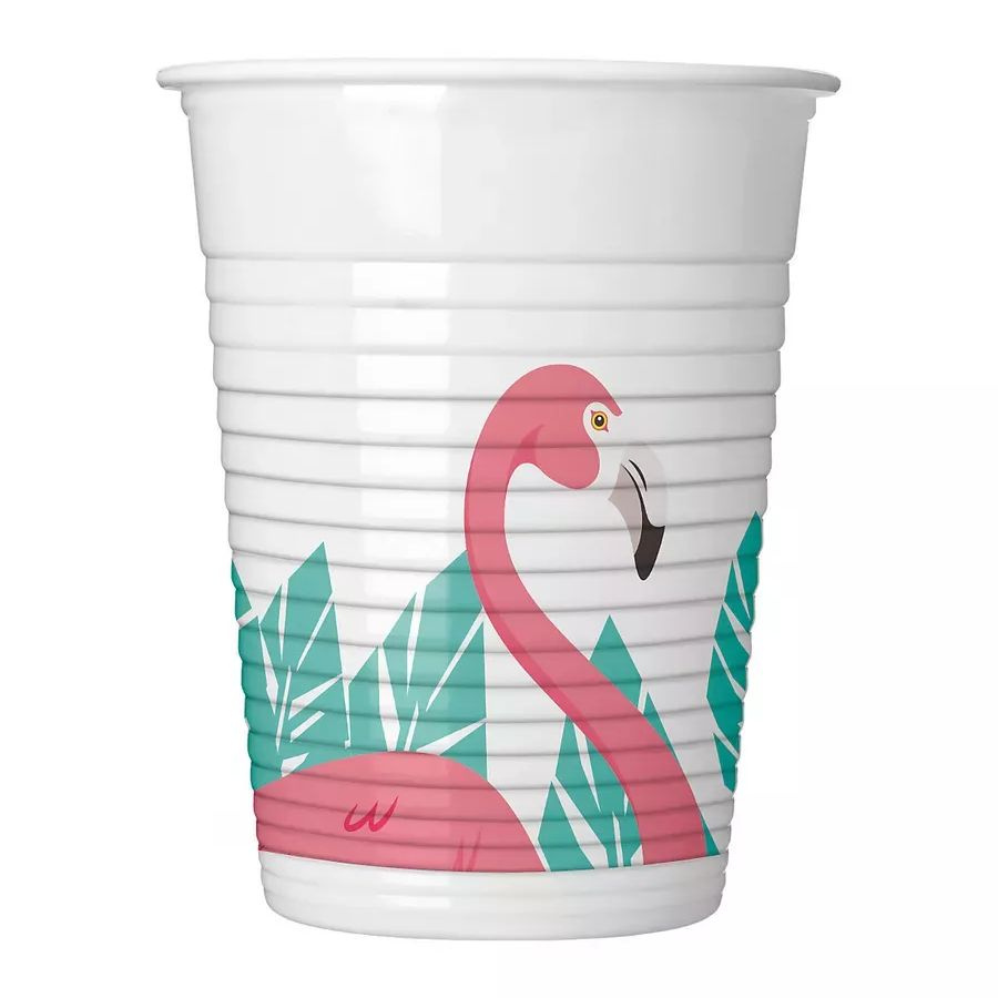 Стаканы Розовое Фламинго 8 шт 250мл гавайская вечеринка #1