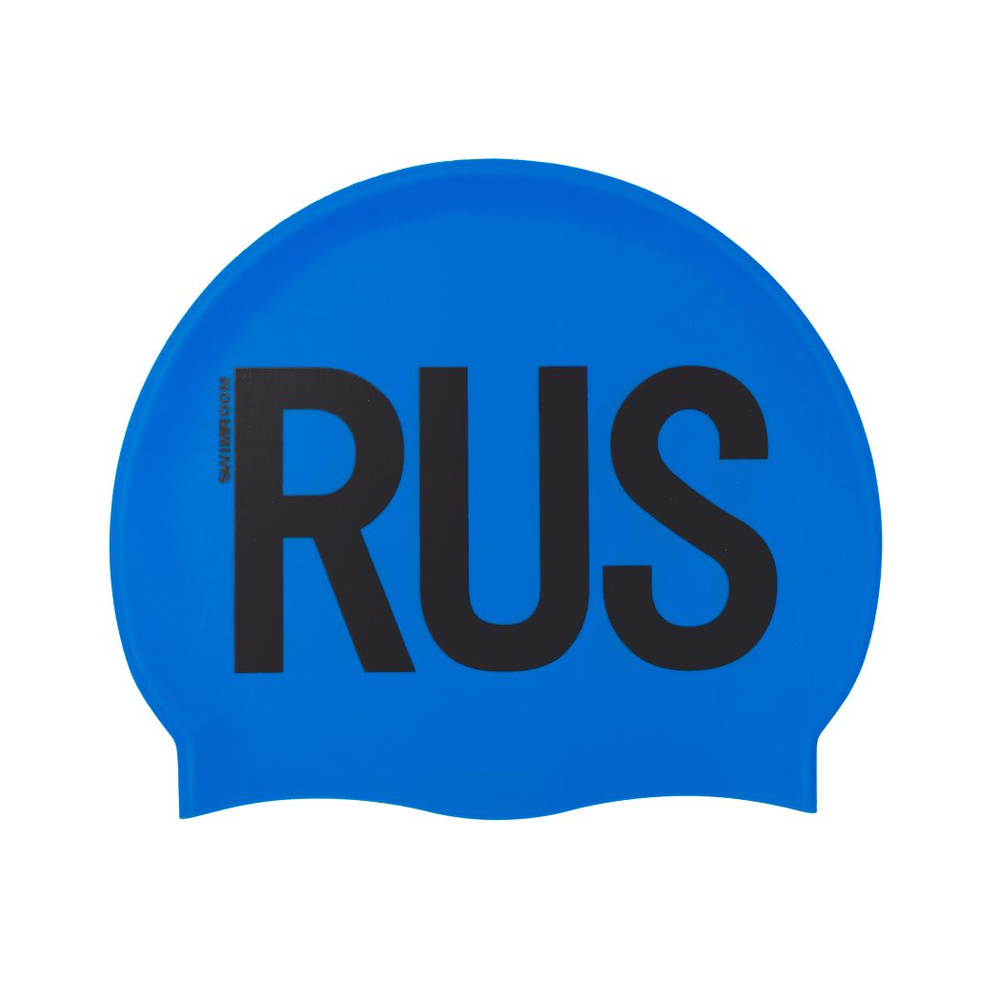 Силиконовая шапочка для плавания SwimRoom "RUS / Russia / Россия", цвет голубой  #1