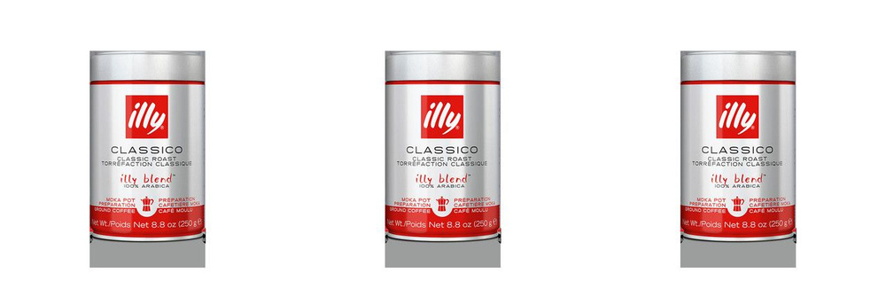 Набор молотого кофе Illy CLASSICO for Moka Coffee, 3 шт (750 г) #1