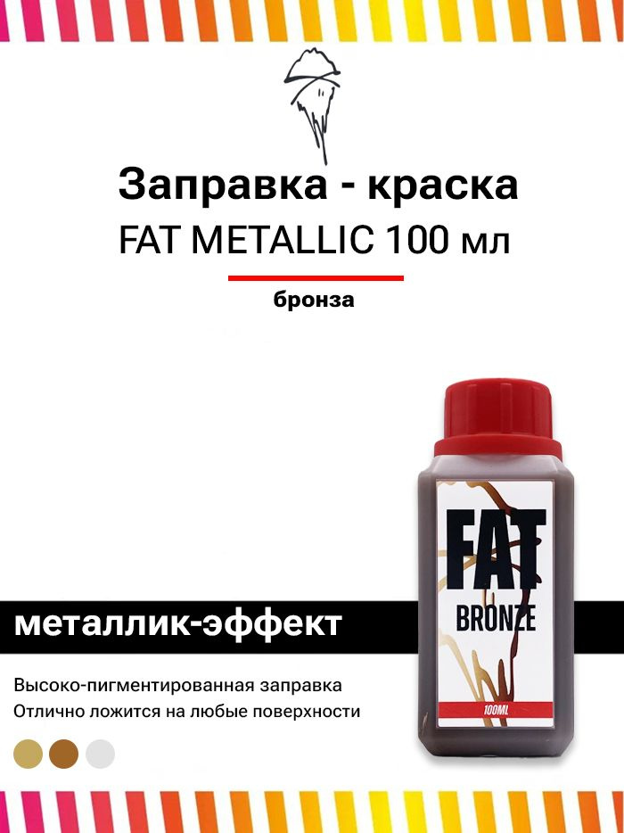 Заправка для граффити маркеров и сквизеров FAT Metallic Bronze 100 мл бронза  #1