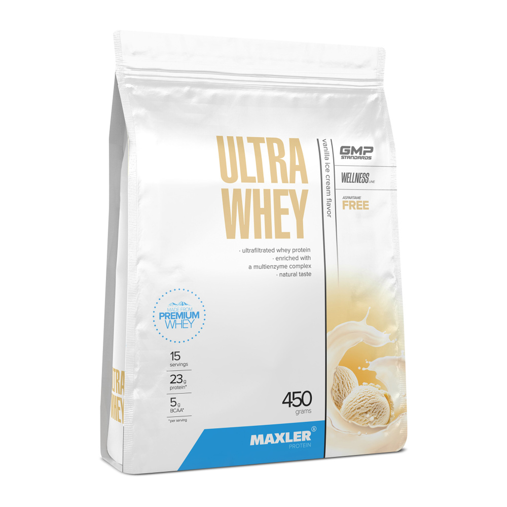 Протеин сывороточный для мужчин и женщин Maxler Ultra Whey 450г Ванильное мороженное  #1