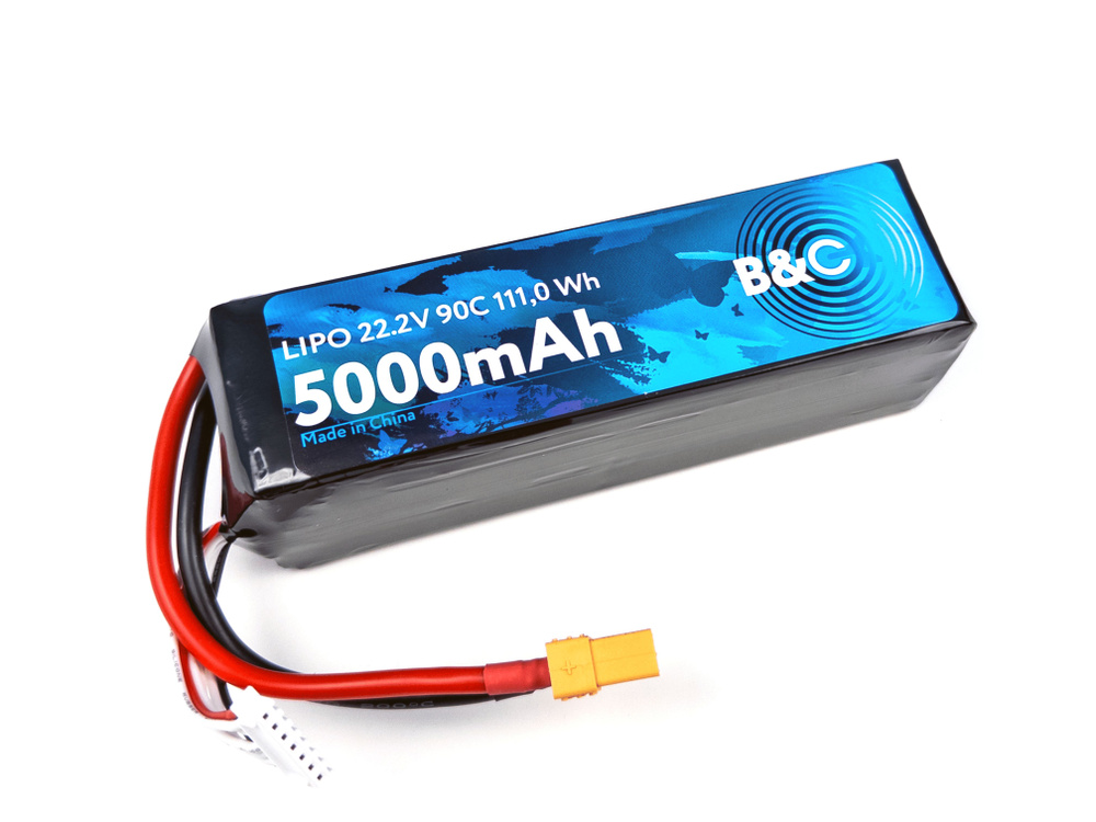 Аккумулятор Li-po B&C 5000 MAH 22.2V (6s) 90C, XT90, Soft Case (Для ...