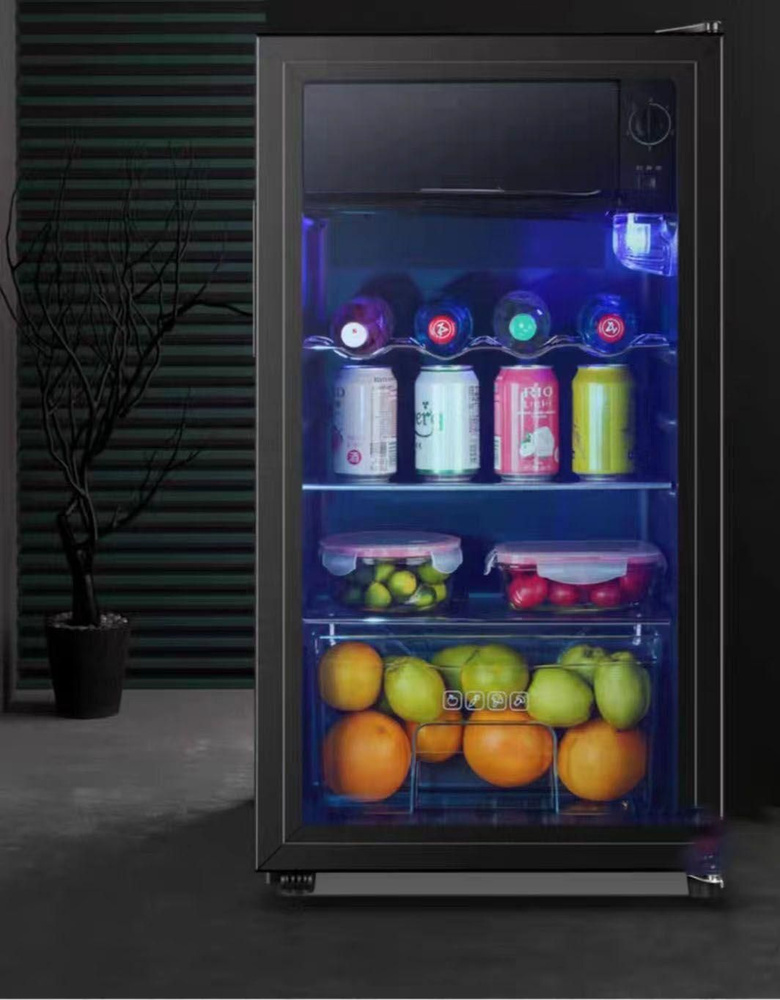 Морозильная камера Небольшой холодильник со стеклянной дверцей, винный ...