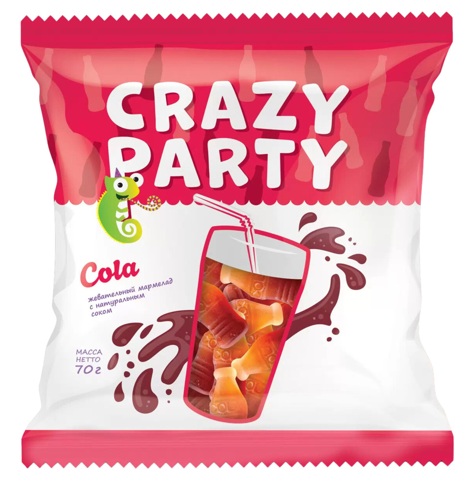 Мармелад жевательный Crazy Party Cola,420г. (6 штук по 70г.) #1