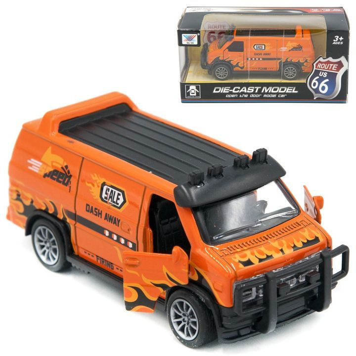 Модель-авто ВК 49498 1:32 фургон двери откр. принт оранжевый GR.КМА1691  #1