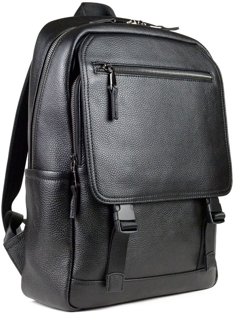Мужской рюкзак из натуральной кожи, черный, 39x28x12см #1