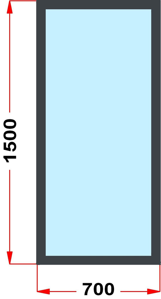Окно пластиковое, профиль 60 мм (1500 x 700), не открывающееся, стеклопакет 2 стекла, темно-серое снаружи, #1