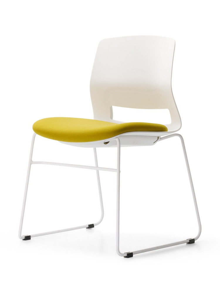 Компьютерный стул D&M - МИРО А с мягким сидением, пластик белый / желто-зеленый  #1