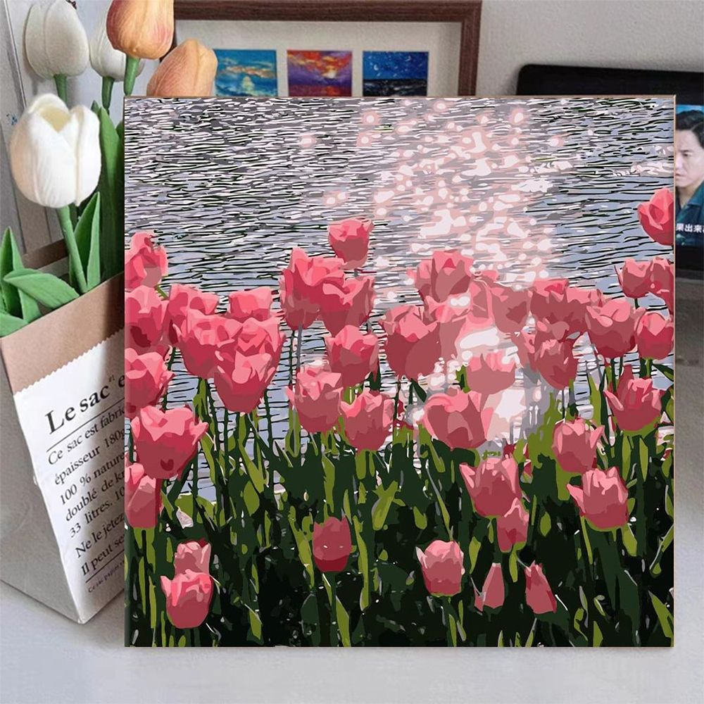 Картина по номерам "тюльпан", Холст на картоне, 20 x 20 см, Набор для творчества, Рисование, Живопись #1