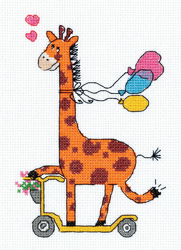 Набор для вышивания "Klart" 8-333 "Жираф на самокате" 12.5х16.5 см  #1