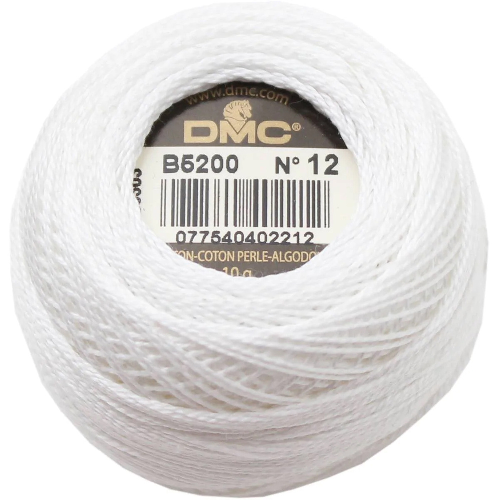 Нитки для вышивания DMC Pearl cotton (Артикул 116, №12, 10 гр. / 120 м., цвет: b5200 - Снежно-белый) #1